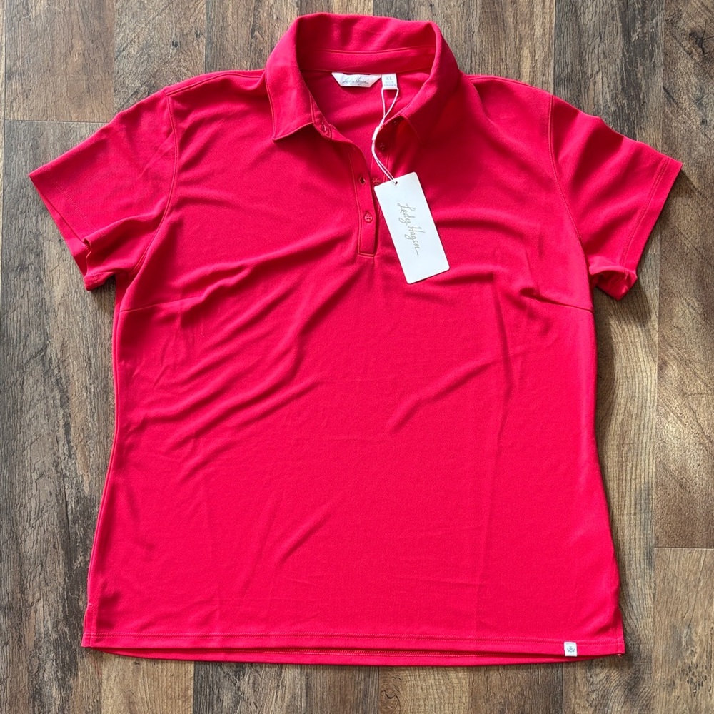Lady Hagan Pique Short Sleeve Raspberry Jam Polo XL New with Tags
